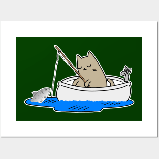 Bathtub Fishing Adventure - Cat Design Posters and Art